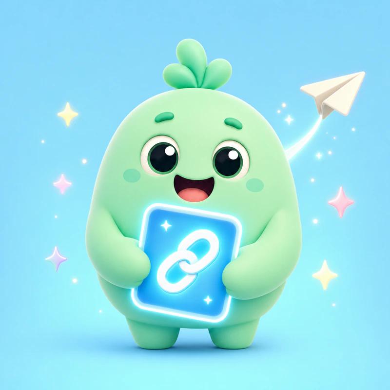 Mint mascot holding a glowing share-link card